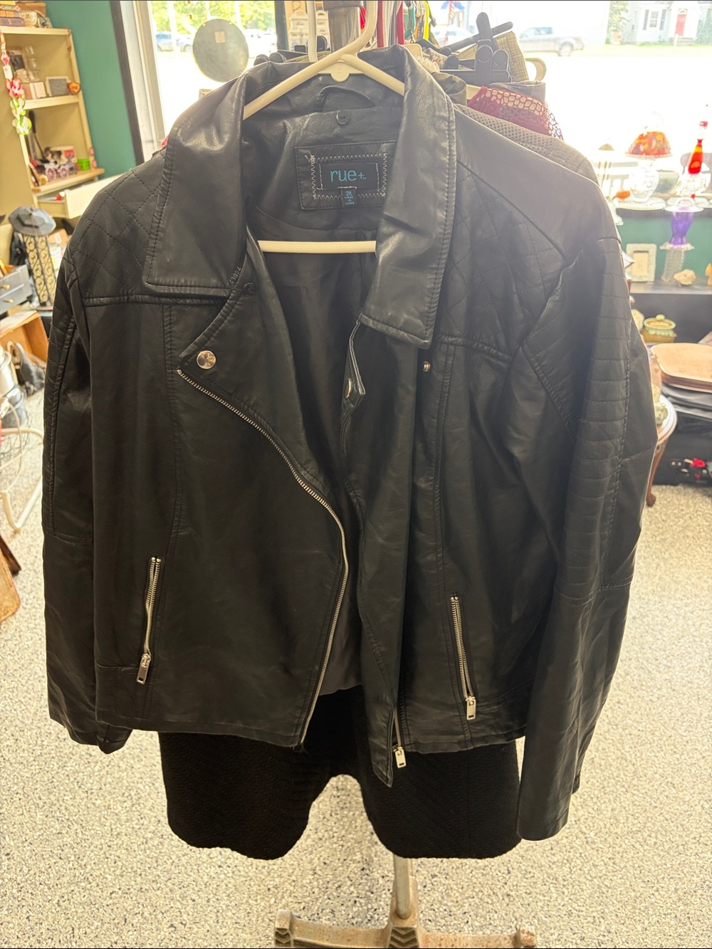Rue21 Black Faux Leather Bomber Jacket